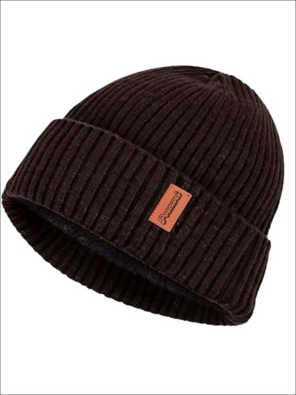 Unisex Warm-Lined Knitted Beanie Hat Winter Cuffed Cap